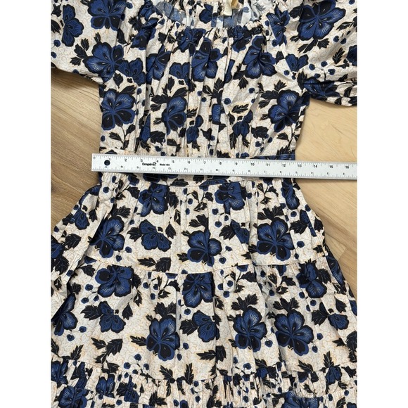 Ulla Johnson Celia Dress Lapis Floral Print Mini Puff Sleeve Tiered Size 0 Blue - Picture 8 of 16